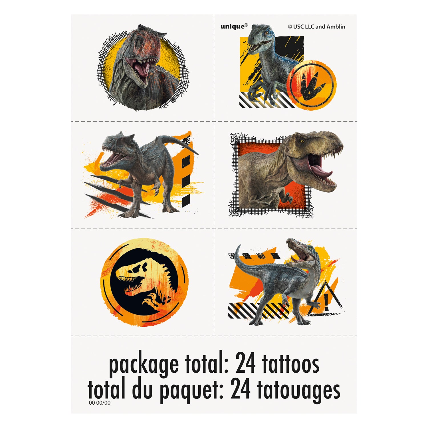 Jurassic World Dominion Temporary Tattoo Sheets [4 per Pack] - fashion finesse accessories