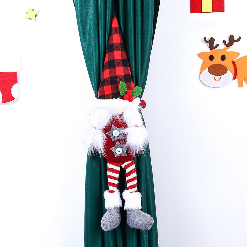 Christmas Decoration Supplies Forest Elderly Curtain Buckle Faceless Doll Doll Curtain Binding Rope Creative Door Hanging