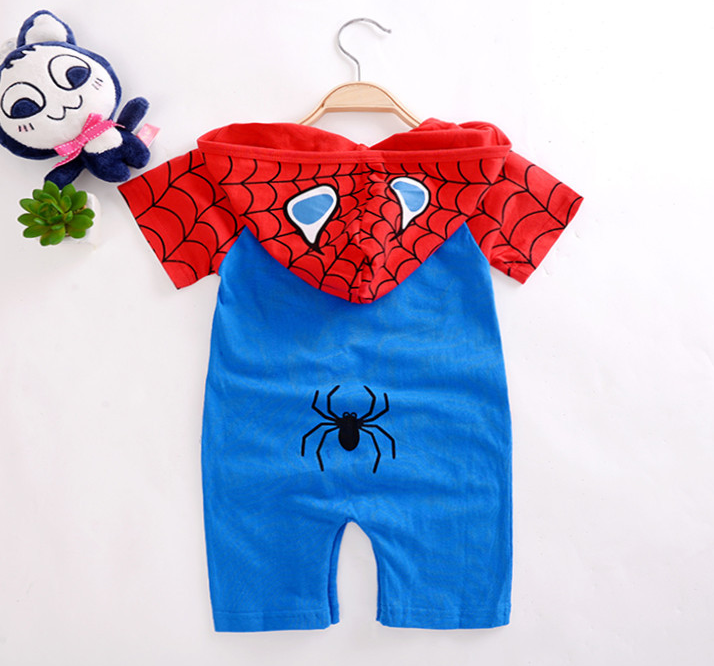 Baby Clothes Cotton Spider Man Romper Superman Romper Hooded Jumpsuit SPIDERMAN