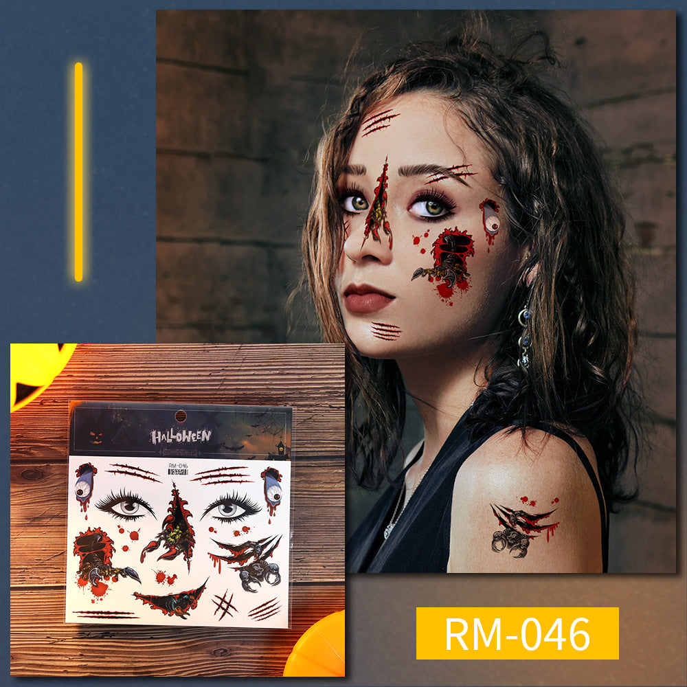 Halloween scar tattoo stickers, simulated facial fake wounds, horror stickers, face stickers, waterproof makeup stickers