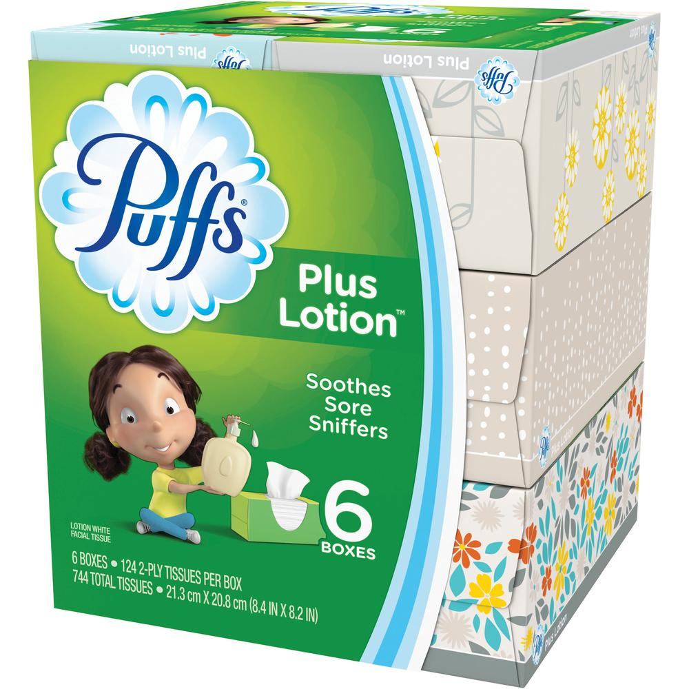 Puffs Plus Lotion Facial Tissue - 2 Ply - 8.20" x 8.40" - White - 24 / Carton