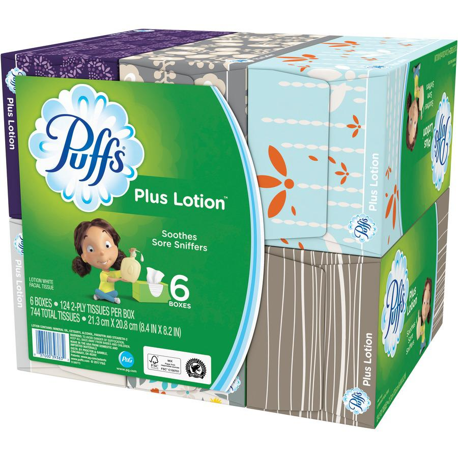 Puffs Plus Lotion Facial Tissue - 2 Ply - 8.20" x 8.40" - White - 24 / Carton