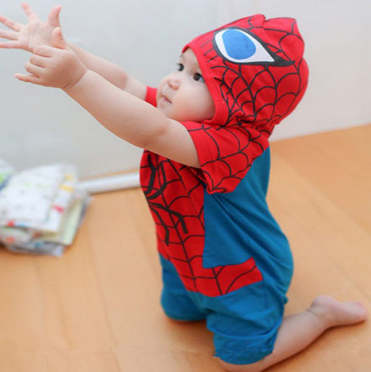 Baby Clothes Cotton Spider Man Romper Superman Romper Hooded Jumpsuit SPIDERMAN