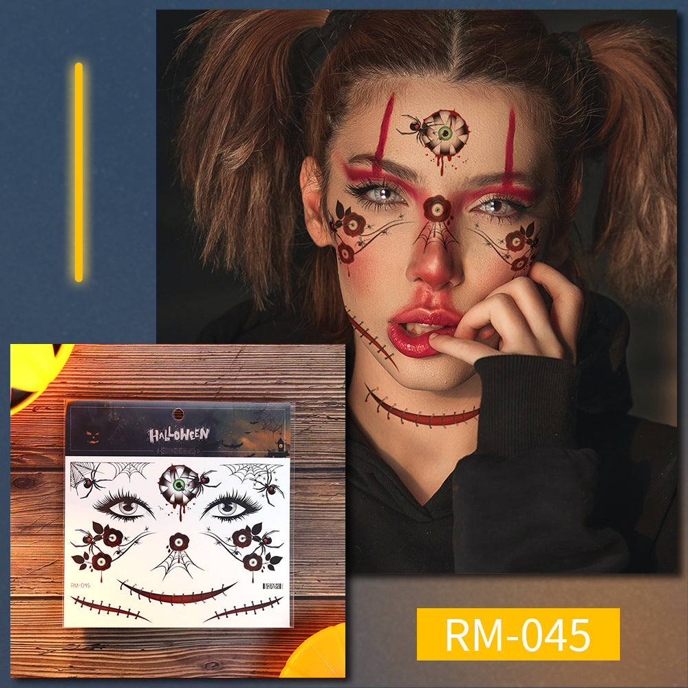 Halloween scar tattoo stickers, simulated facial fake wounds, horror stickers, face stickers, waterproof makeup stickers