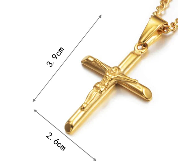 Elegant Gold Plated Cross Necklace - Durable Titanium Steel with Adjustable Chain - fashion finesse accessories