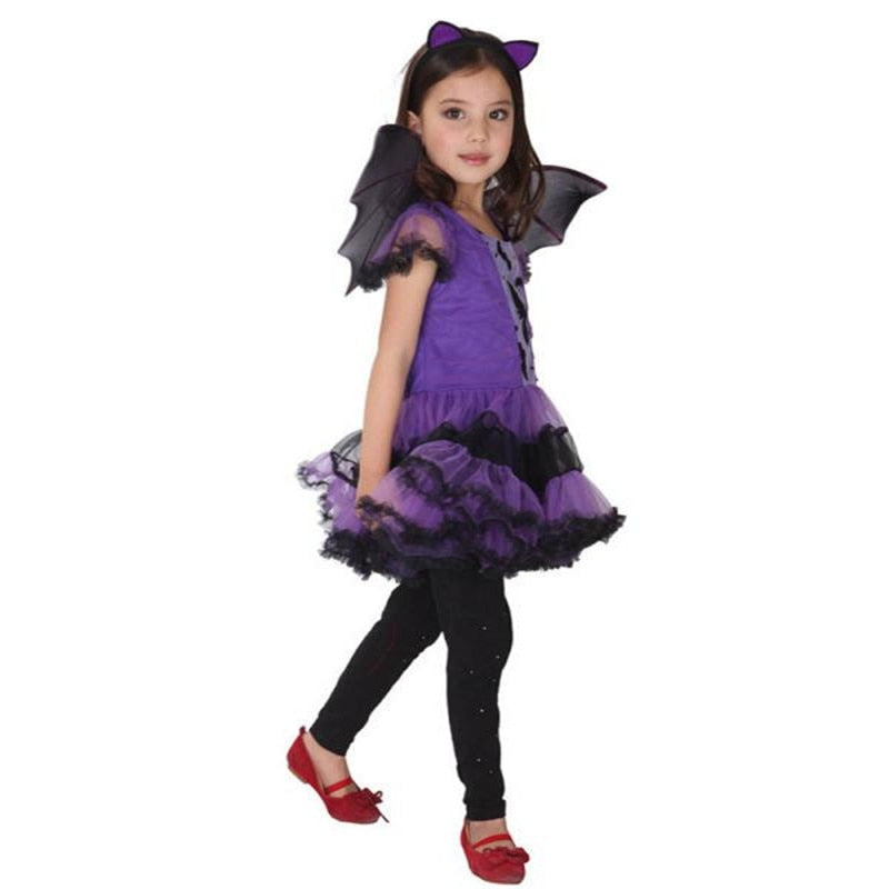 Halloween Fashion Toddler Kids Baby Girl Halloween Clothes Costume Dress+Hair Hoop+Bat Wing Outfit sep26