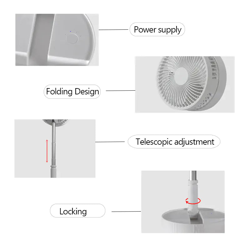 Rechargeable Folding Stand Fan - fashion finesse accessories