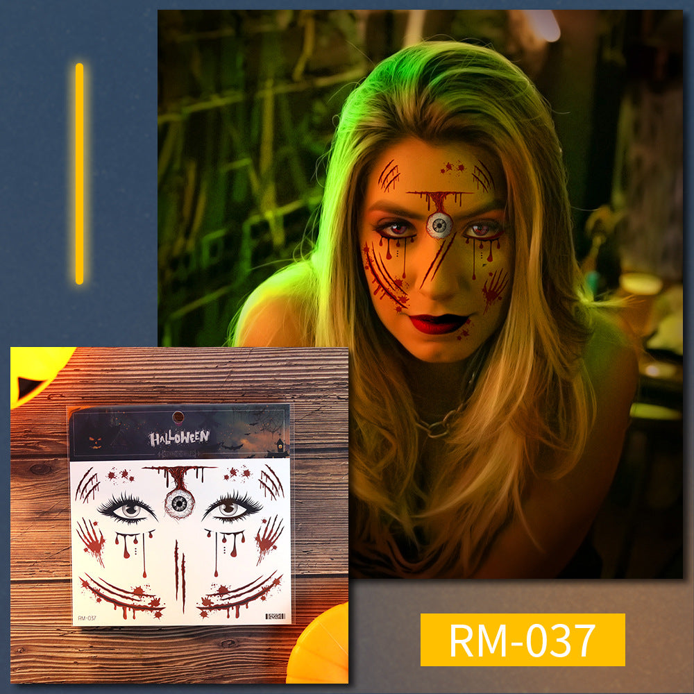 Halloween scar tattoo stickers, simulated facial fake wounds, horror stickers, face stickers, waterproof makeup stickers