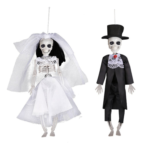 Ghost House Halloween Skeleton Bride Groom Decoration Chamber of Secrets Horror Bar Party Scene Decoration Trick Props