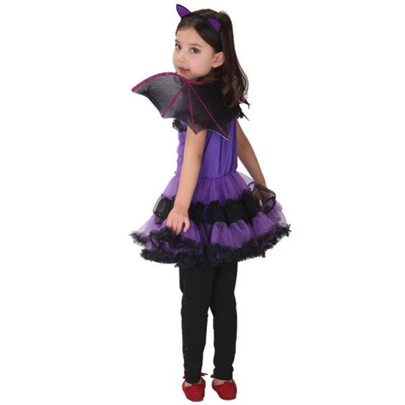 Halloween Fashion Toddler Kids Baby Girl Halloween Clothes Costume Dress+Hair Hoop+Bat Wing Outfit sep26