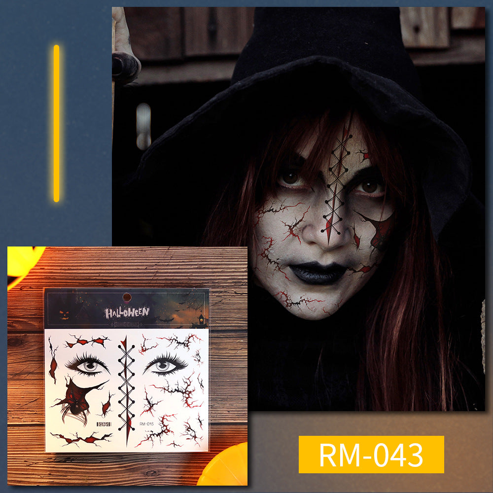 Halloween scar tattoo stickers, simulated facial fake wounds, horror stickers, face stickers, waterproof makeup stickers