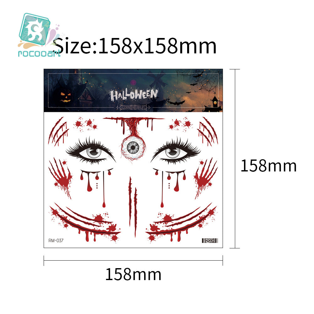 Halloween scar tattoo stickers, simulated facial fake wounds, horror stickers, face stickers, waterproof makeup stickers