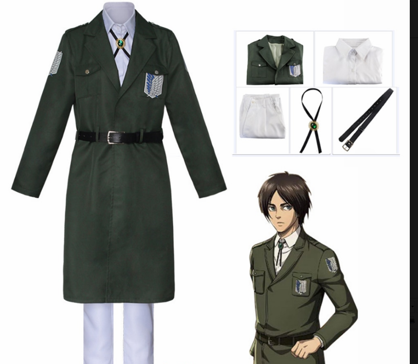 Attack on Titan Cosplay Levi Costume Shingek No Kyojin Scouting Legion Soldier Coat Trench Jacket Uniform Men Halloween Outfit