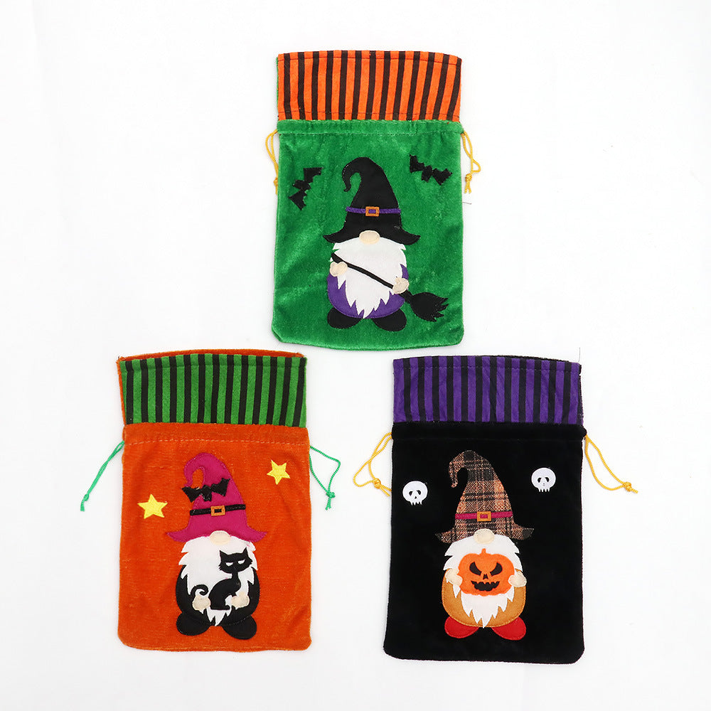 Halloween themed party decoration cartoon machine embroidered faceless doll drawstring bag kindergarten ghost festival candy gift bag