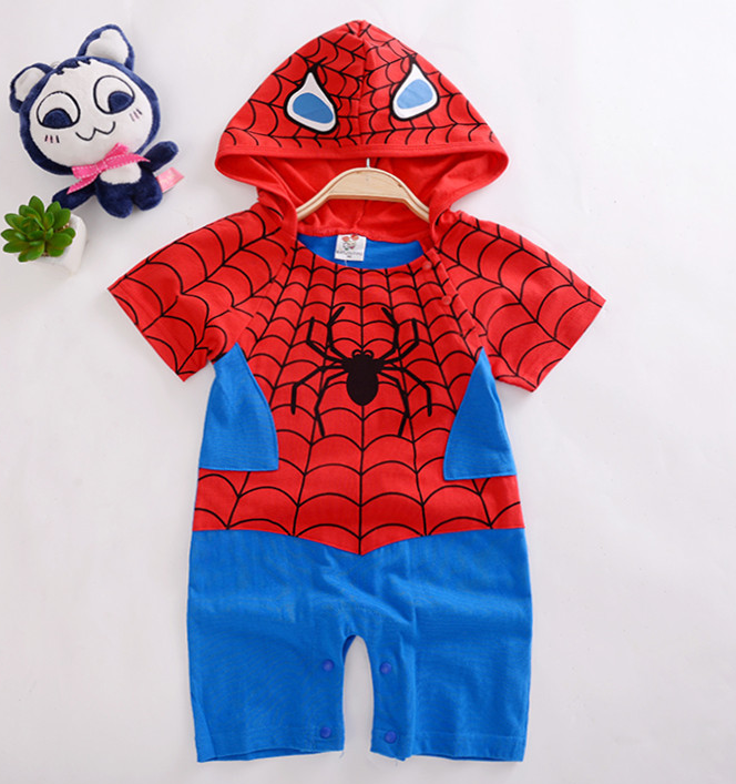 Baby Clothes Cotton Spider Man Romper Superman Romper Hooded Jumpsuit SPIDERMAN