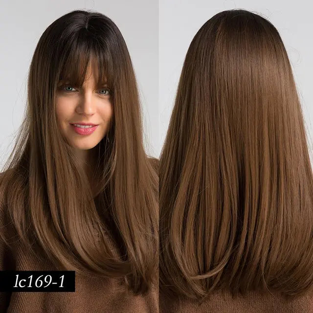 Synthetic Long Brown Wig - fashion finesse accessories