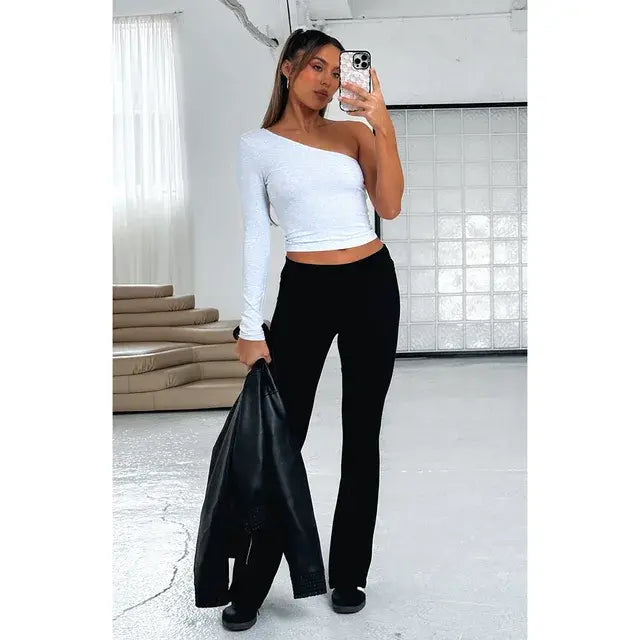 Solid Flare Pants - fashion finesse accessories