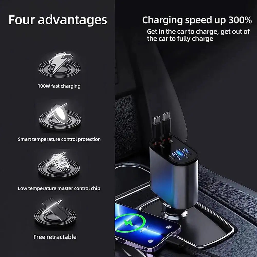 4 in 1 Retractable Car Charger - fashion finesse accessories