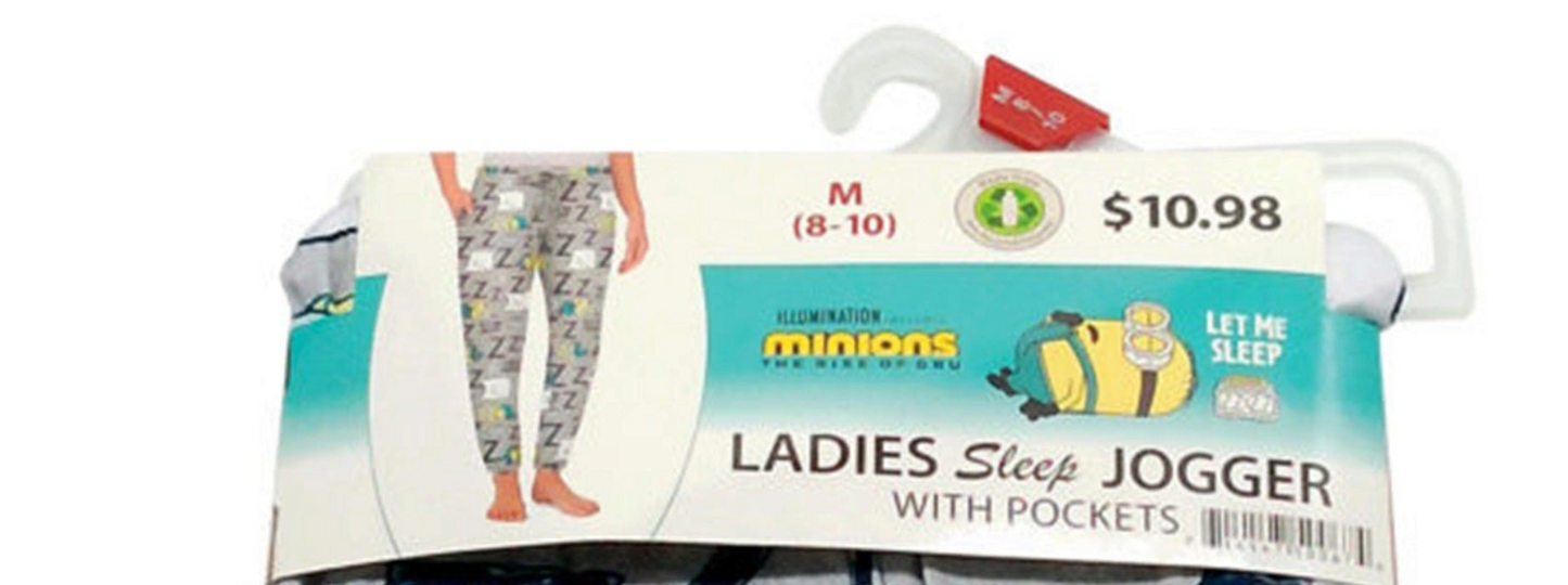 Ladies Minions 2 Themed Sleep Joggers with Pockets in Extra Small