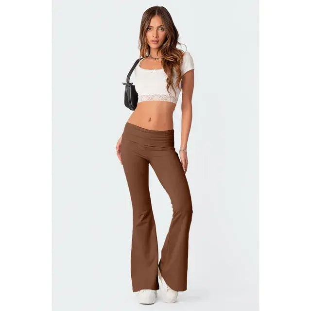 Solid Flare Pants - fashion finesse accessories