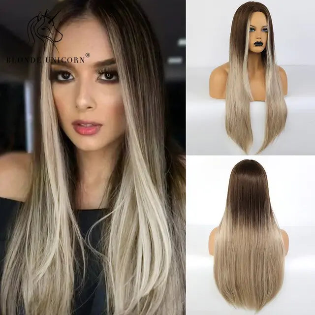 Synthetic Long Brown Wig - fashion finesse accessories