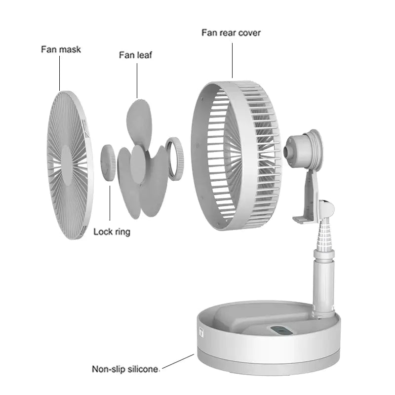 Rechargeable Folding Stand Fan - fashion finesse accessories