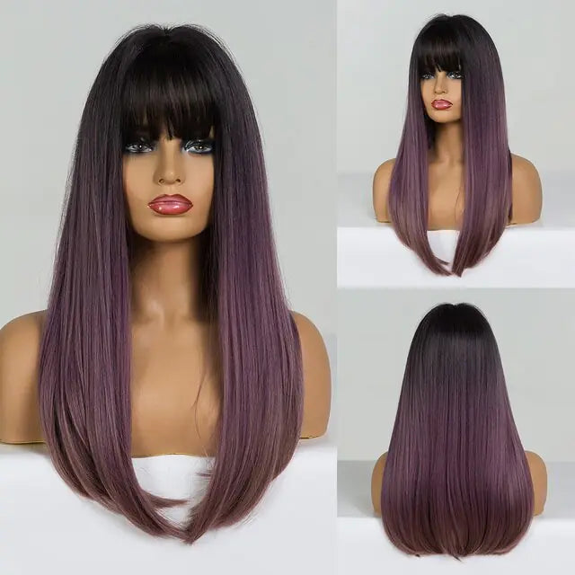 Synthetic Long Brown Wig - fashion finesse accessories