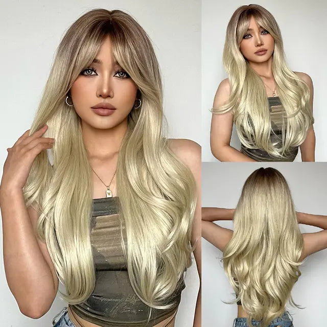 Synthetic Long Brown Wig - fashion finesse accessories