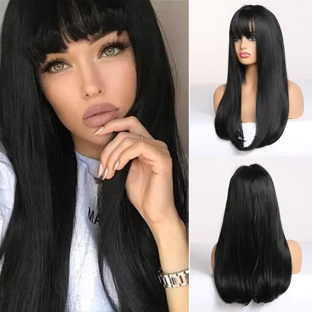 Synthetic Long Brown Wig - fashion finesse accessories