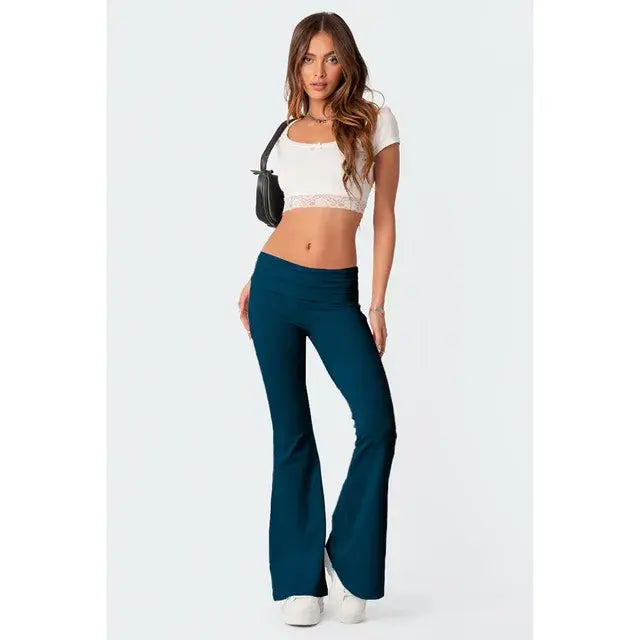 Solid Flare Pants - fashion finesse accessories