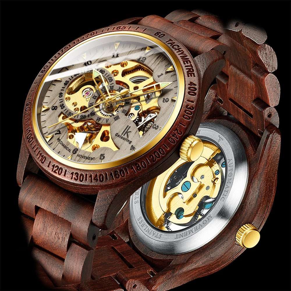 Classic Wooden Men's Mechanical Watch - fashion finesse accessories