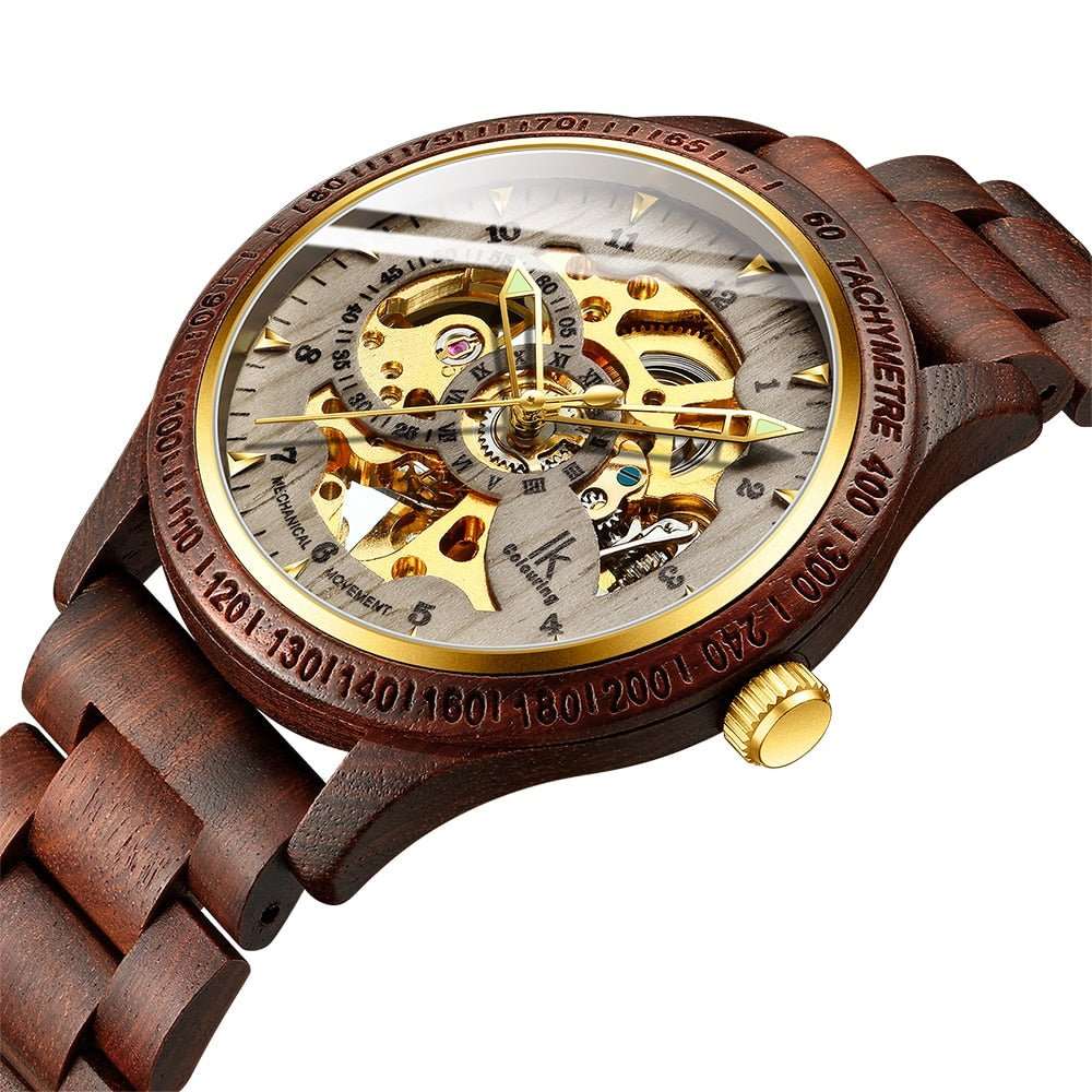 Classic Wooden Men's Mechanical Watch - fashion finesse accessories