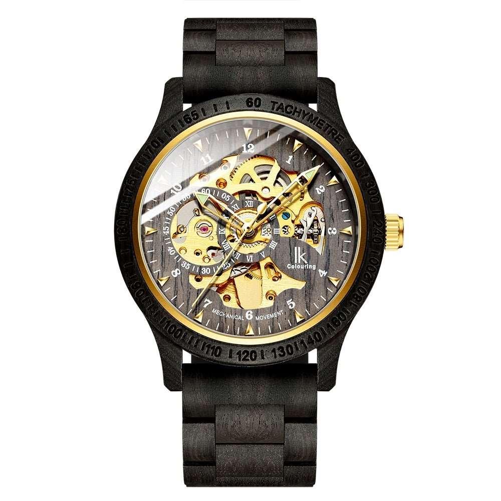 Classic Wooden Men's Mechanical Watch - fashion finesse accessories