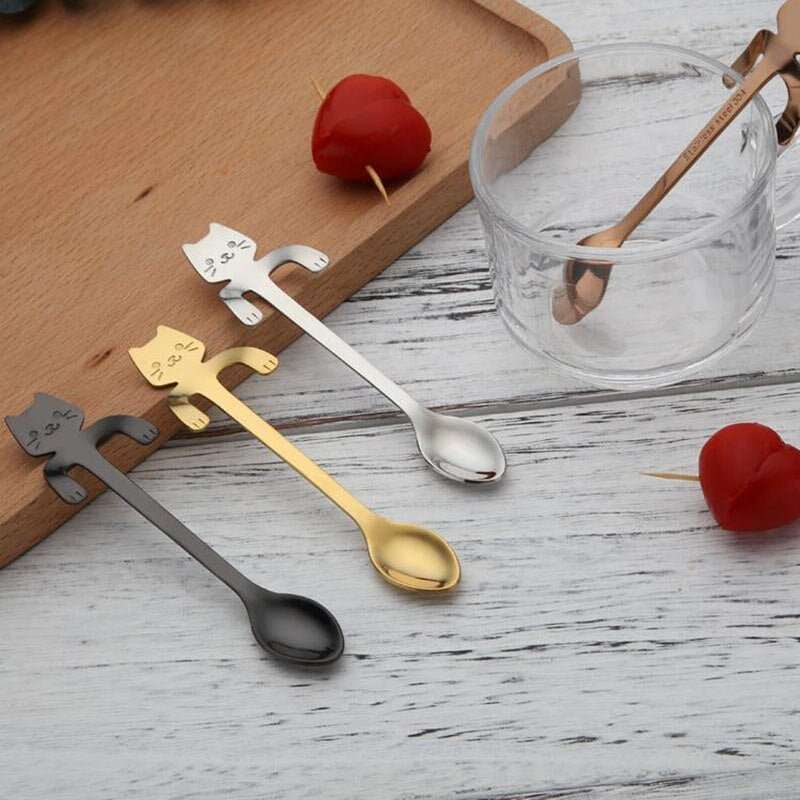 STAINLESS STEEL CAT TEASPOONS - fashion finesse accessories