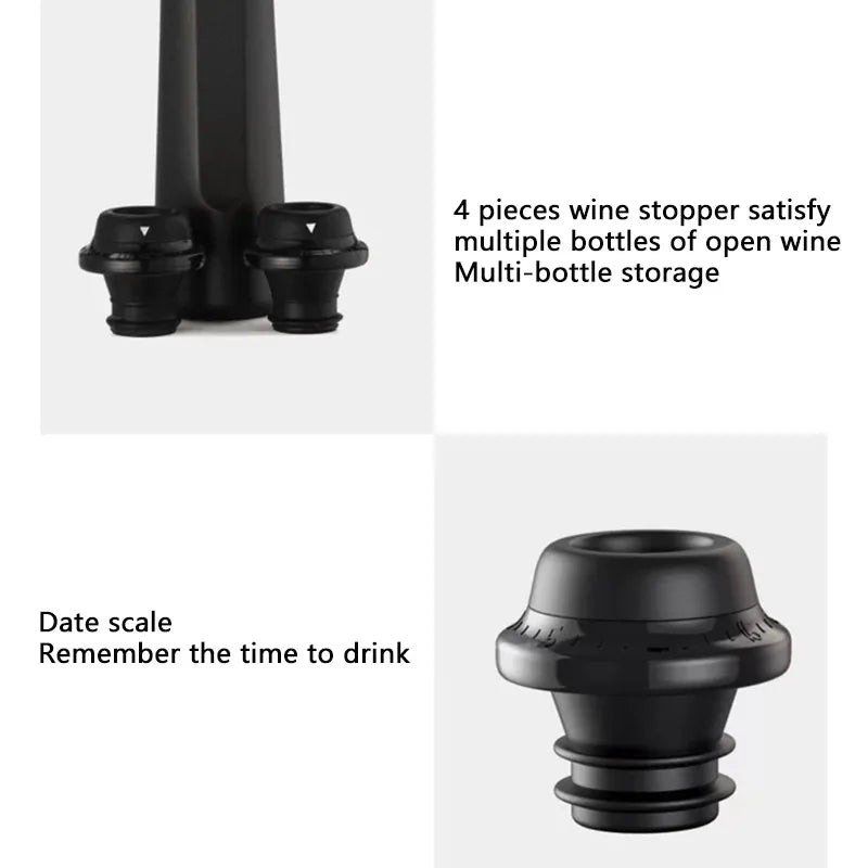 Vacuum Wine Stoppers Vacuum Pump Manual Wine Stoppers with 4 Reusable Wine Bottle Stoppers Sealer Keeps Wine Fresh up to 7 Days - fashion finesse accessories