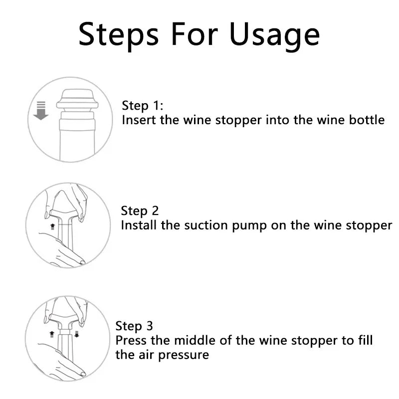 Vacuum Wine Stoppers Vacuum Pump Manual Wine Stoppers with 4 Reusable Wine Bottle Stoppers Sealer Keeps Wine Fresh up to 7 Days - fashion finesse accessories